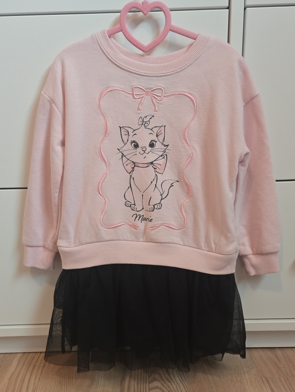 Pink Marie Sweatshirt Dress with Tulle Skirt